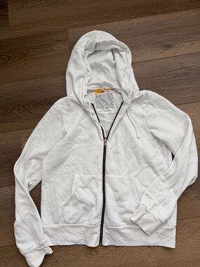 White Aviator Nation Zip-Up Hoodie with Black Lightning Bolt